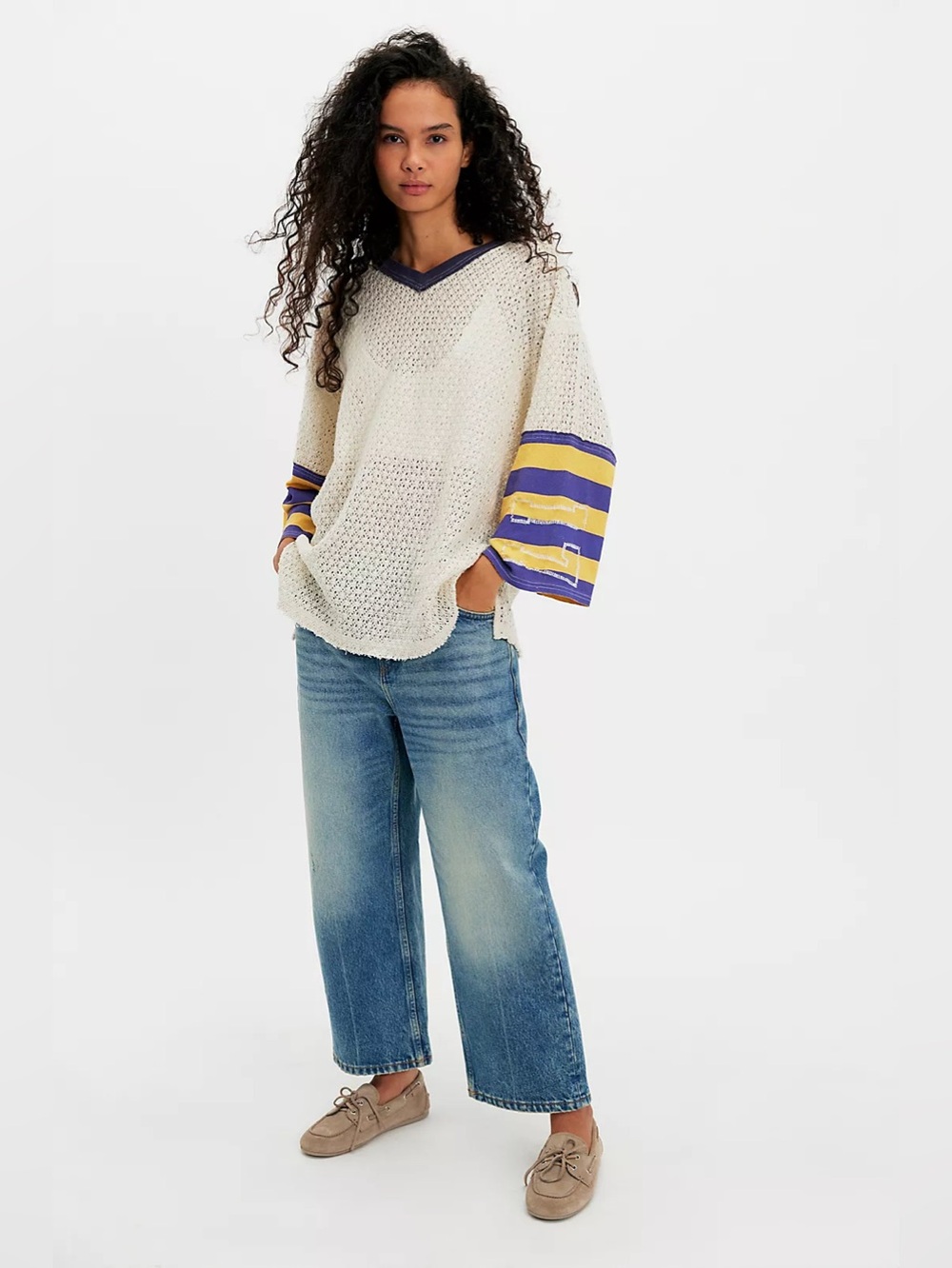 NWT FREE PEOPLE WE THE FREE Tiger Tee | Ivory Combo MSRP $98 Size XS Oversized - Picture 3 of 6